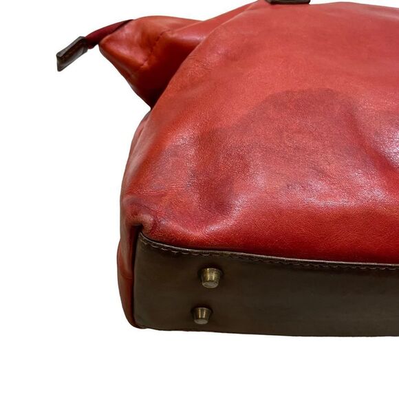 Valentina Brand Red And Brown Leather‎ Shoulder Bag - Picture 14 of 15